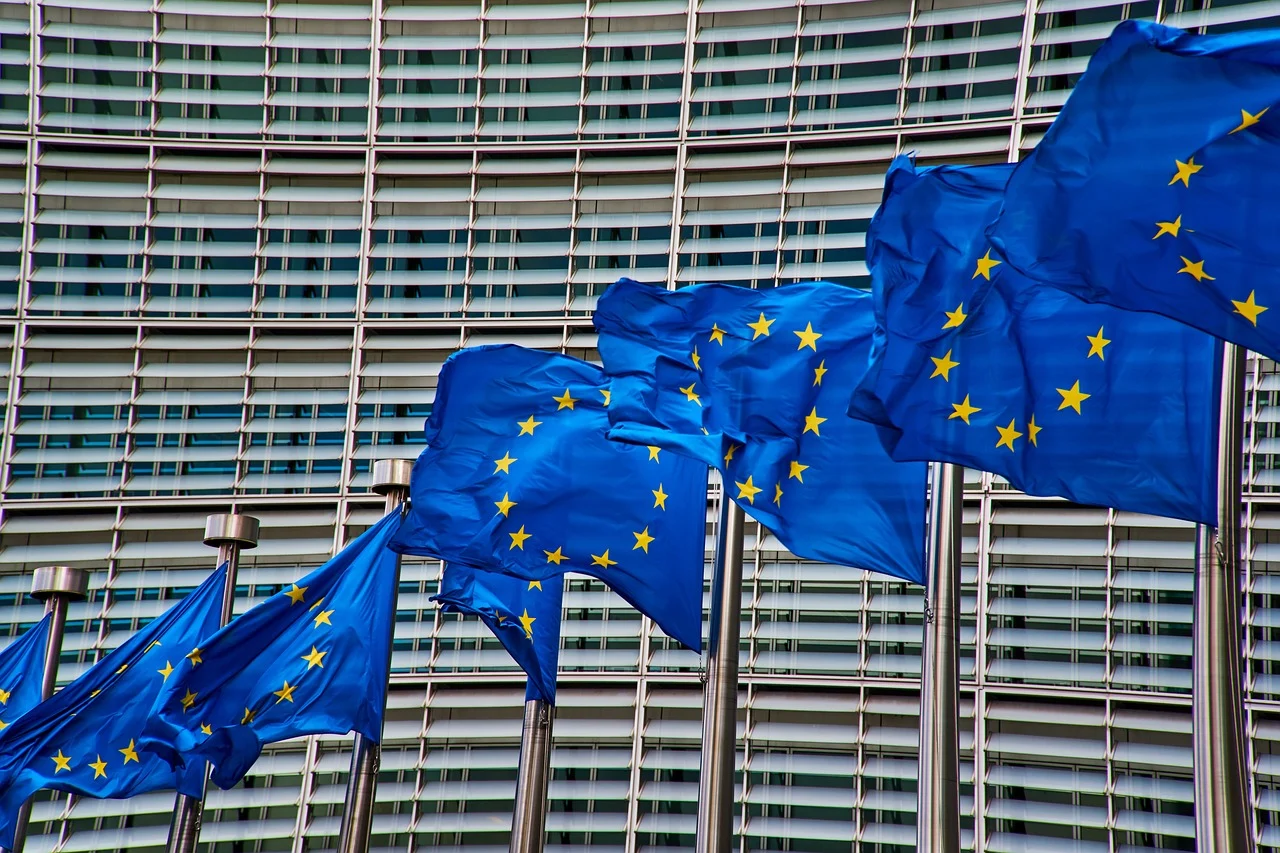 European Commission with EU flags